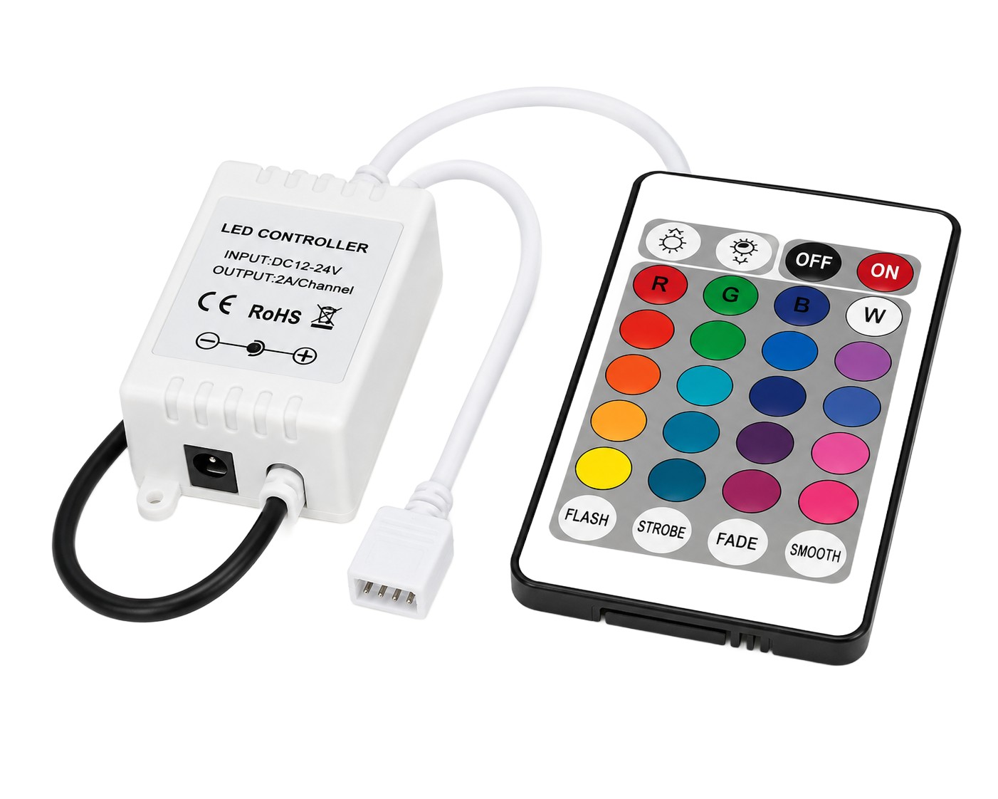 Detail 24 tlačítek IR dálkového ovladače pro RGB LED pásky